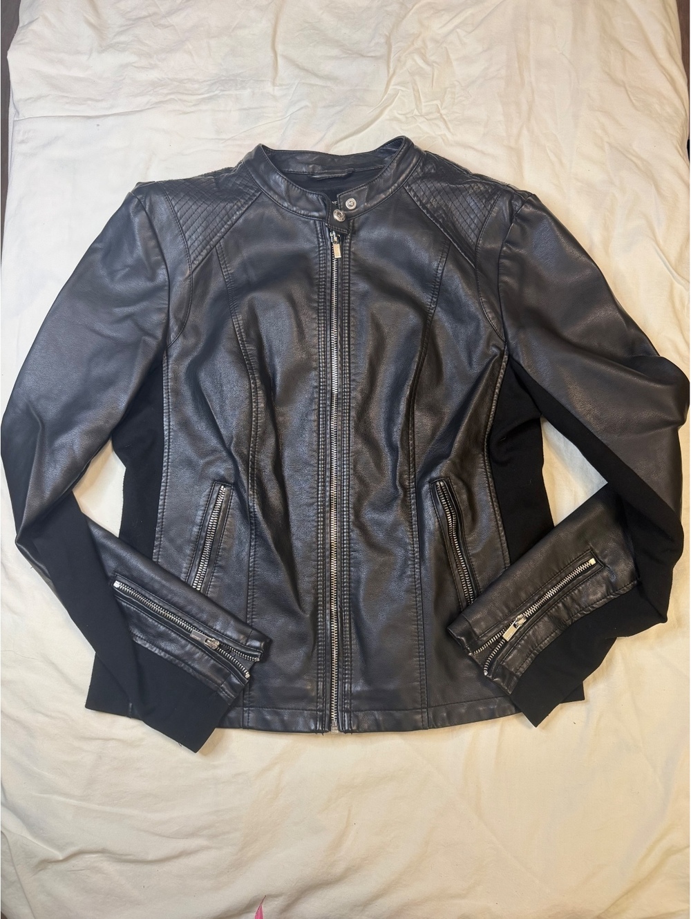Express Black Faux Leather Jacket L